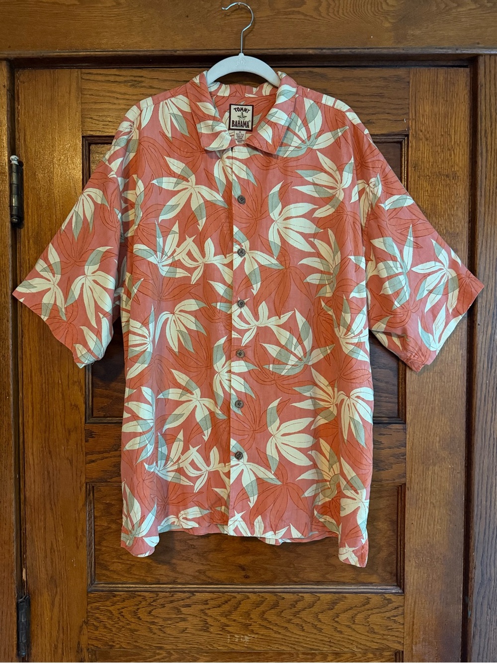 TOMMY BAHAMA 100% Silk Tropical Short Sleeve Button Down Shirt Cruise Resort XL